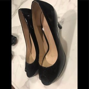 Cole Haan Black patent leather peep toe pumps 8.5